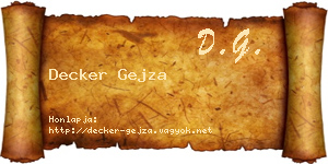 Decker Gejza névjegykártya